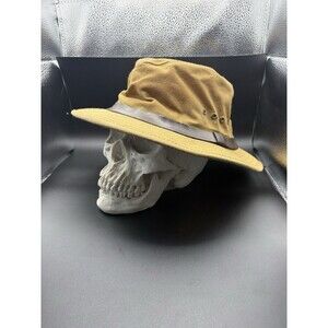 Filson Tin Cloth Packer Hat L Dark Tan Heavy Waxed USA Outdoor Fedora Fishing